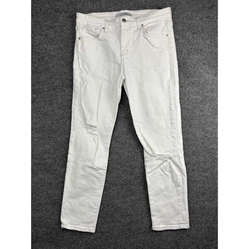 Joe's‎ Jeans Boyfriend Slim Crop Womens 29 White Distressed Denim Pants Casual